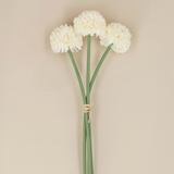 White Mini Ball Chrysanthemum Pick Bunch of 3