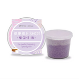 Bubble shot packaging with a purple container on a white background