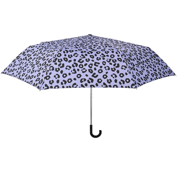 X-brella purple leopard print umbrella front view