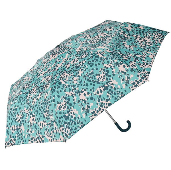 X-brella turquoise leopard print umbrella side view