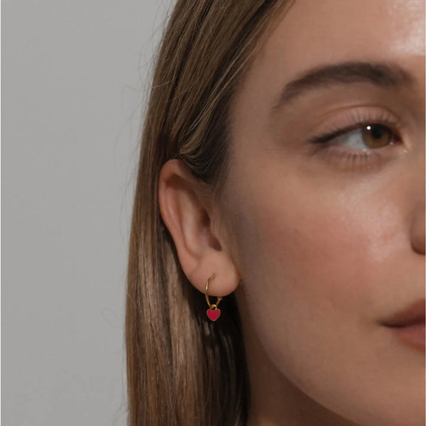 One & Eight Ruby Heart Earrings