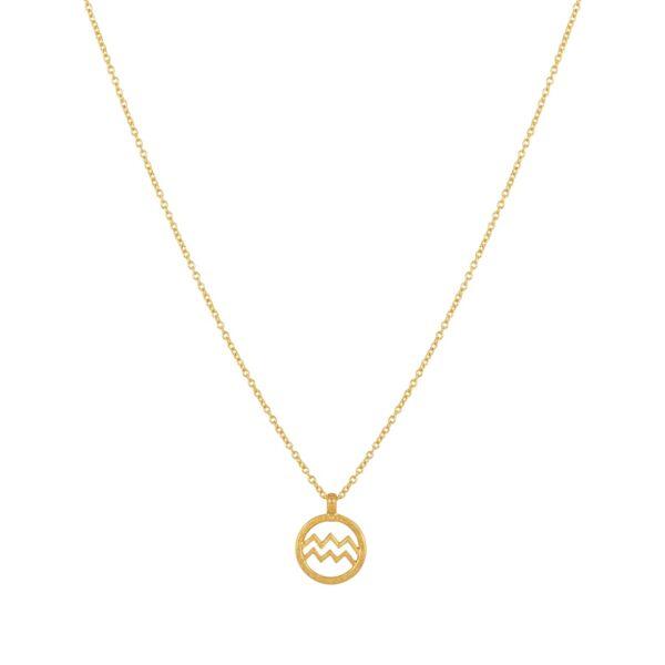 One & Eight Gold Zodiac Necklace - Aquarius