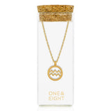 One & Eight Gold Zodiac Necklace - Aquarius