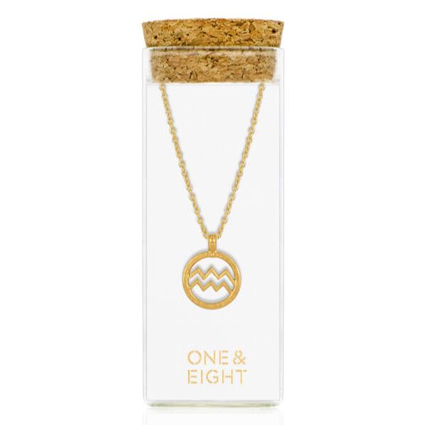 One & Eight Gold Zodiac Necklace - Aquarius