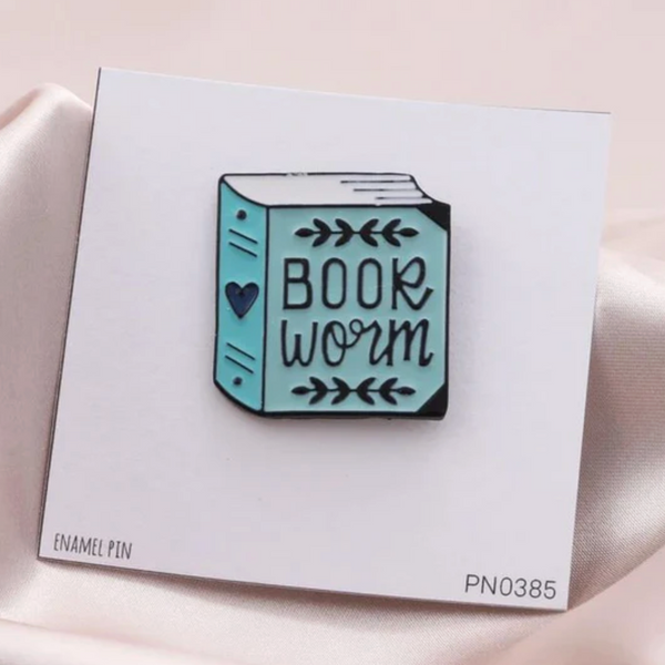 attic creations 'book worm' enamel pin 