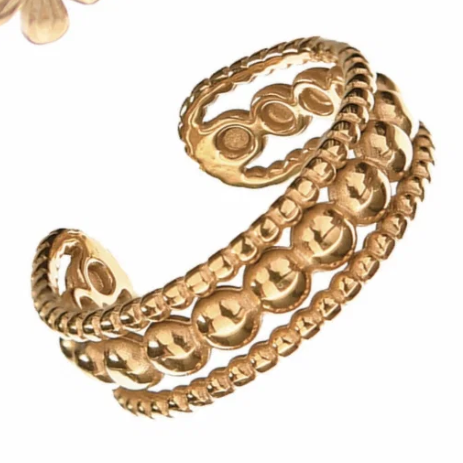 Gold chain bracelet on a white background