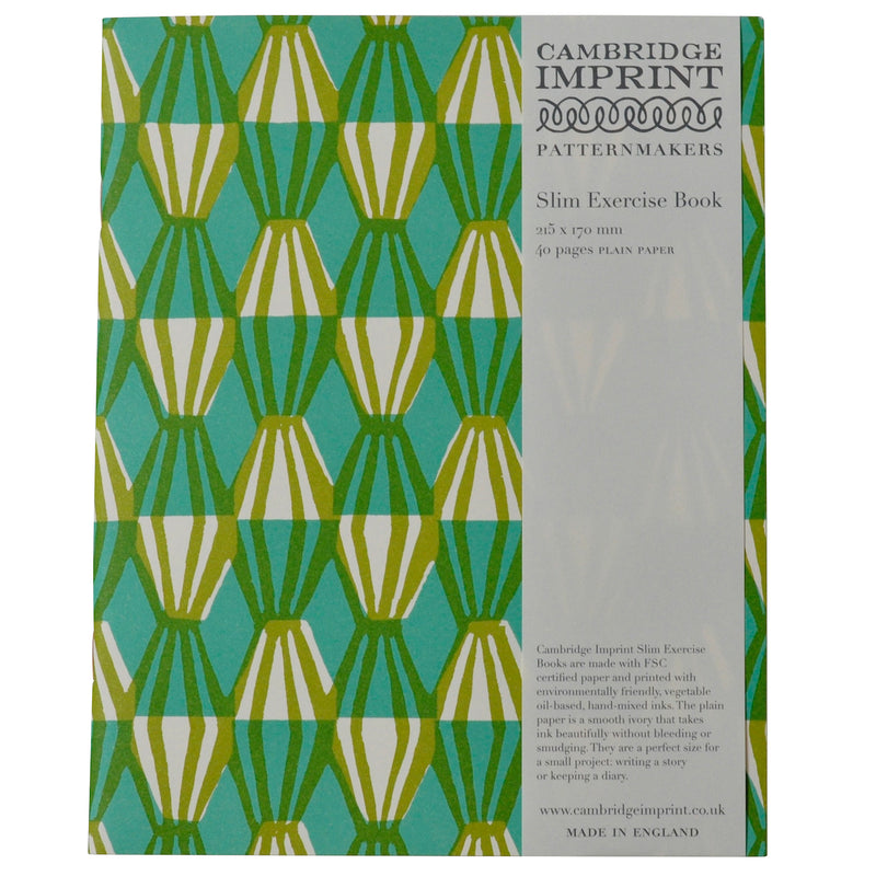 Cambridge Imprint 
Threadwork Green/Turquoise - Slim Exercise Book