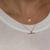One & Eight Gold T-Bar Necklace