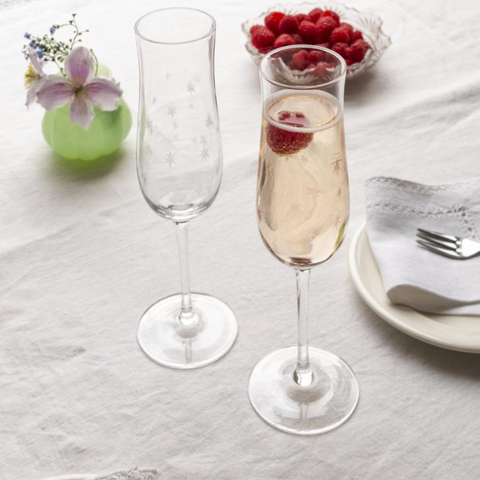 Etched Star Champagne Flute