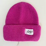 clara angora beanie - fushia