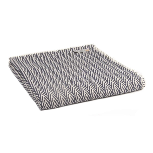 Cotton Herringbone Throw - Navy