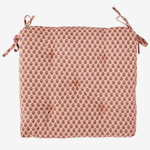 Coral, Lilac & Green Cotton Chair Pad