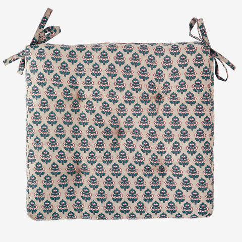 Taupe, Aqua & Pink Cotton Chair Pad