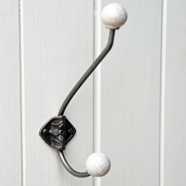 White Crackle Glaze Wall Hook