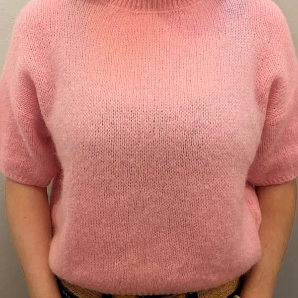 cropped sleeve mohair candy pink