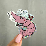 Shrimpy Glitter Vinyl Sticker, Die Cut Sticker Sparkle