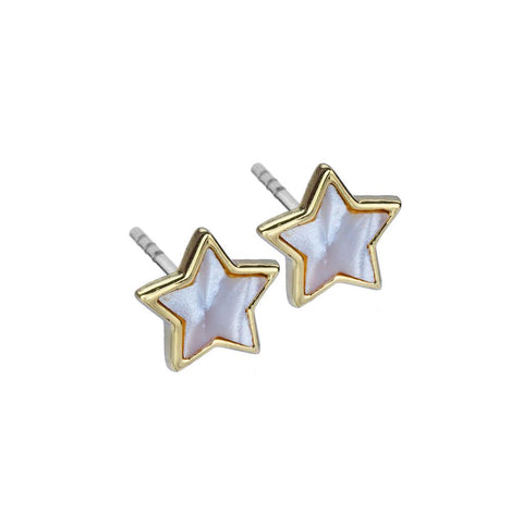 White Leaf Mother of Pearl Star Earrings