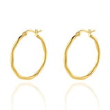 White Leaf Twisted Hoop Earrings