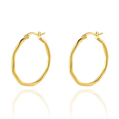 White Leaf Twisted Hoop Earrings