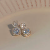 Twin Drop Cubic Zirconia Earring - Gold
