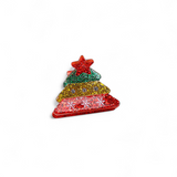 Mini Christmas Tree Claw Clip - Multi Stripe Glitter