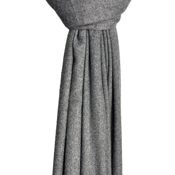 Dark Grey Plain Wool Mix Winter Scarf With Tassels