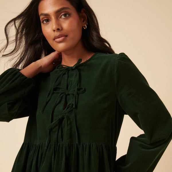 Nobody's Child Green Tie-front Cord Eden Mini Dress