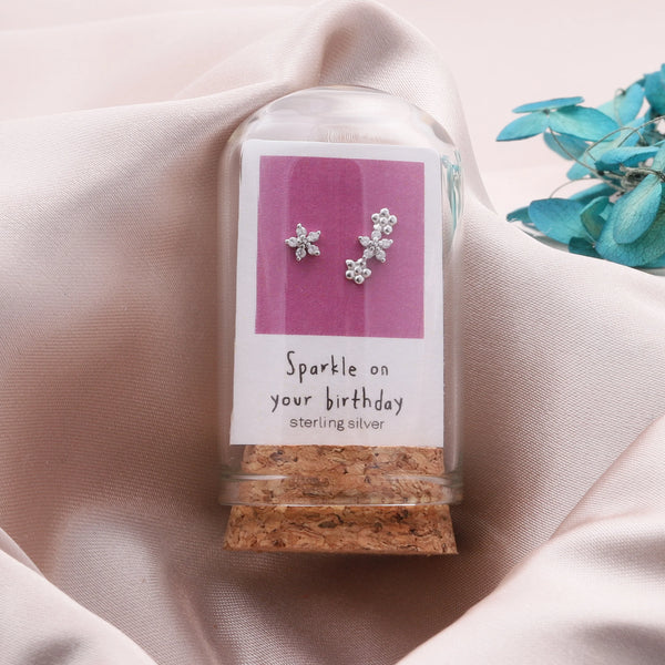 Attic Creations 'Sparkle on your birthday' Asymmetrical Earrings - Silver or gold