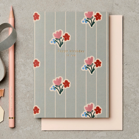 happy birthday flower card