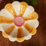 Small Ceramic Dipping Bowl - Yellow - Hand-Painted Stripes