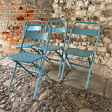 Vintage Blue Metal Folding Chair