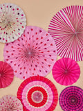 Party Paper Fan Fun Pink - Set of 8