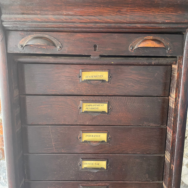 Antique Globe Wernicke Tambour Oak Filing Cabinet