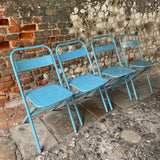 Vintage Blue Metal Folding Chair