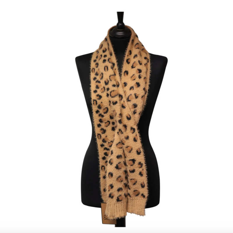 jess & Lou Pull Through Scarf in tan Leopard 