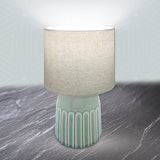 Ceramic Table Lamp With Shade Green Lines