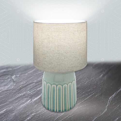 Ceramic Table Lamp With Shade Green Lines