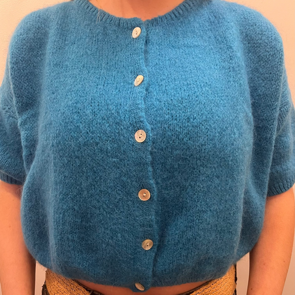  mohair short sleeve peacock blue