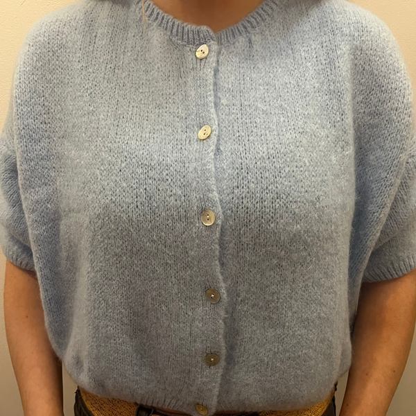  mohair short sleeve peacock blue