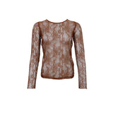 Black Colour Lara Lace Blouse - Coffee