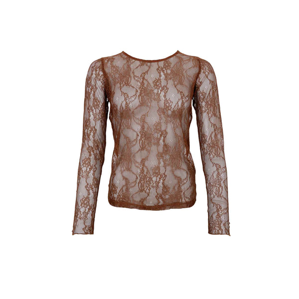 Black Colour Lara Lace Blouse - Coffee