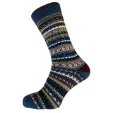 Gemjar Mens Light Blue, Black & Burgundy Nordic patterned wool blend socks