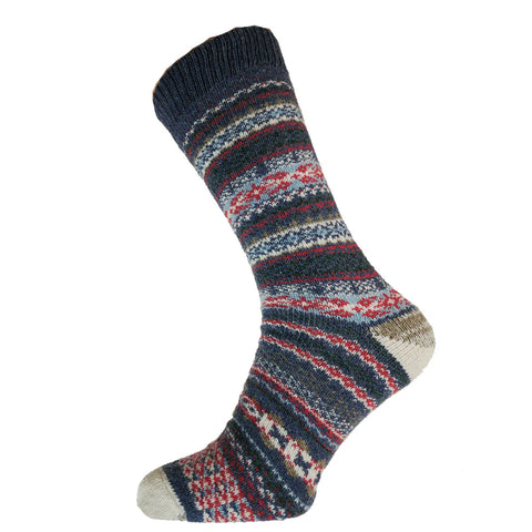 Gemjar Blue, Red & White Nordic Patterned Socks