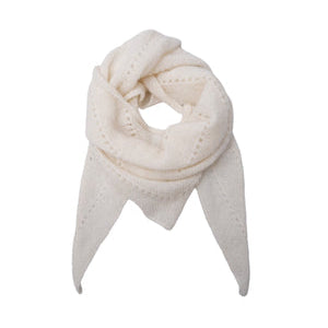 White textured scarf tied in a knot on a white background