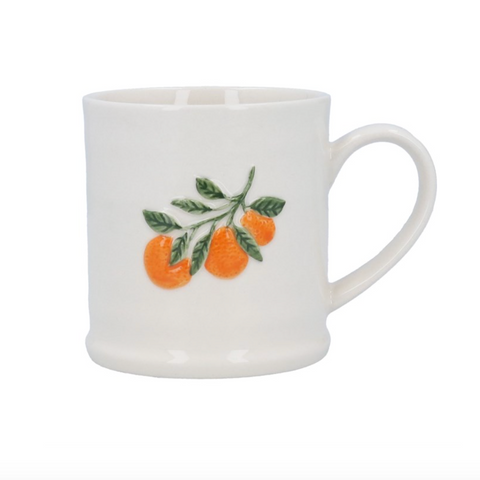 orange branch stoneware mug