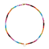 Peachy & Wild - Rainbow Gemstone Smiley Necklace