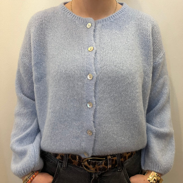 pale blue mohair cardigan