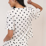 Nobody's Child White Polka Dot Tailored Top