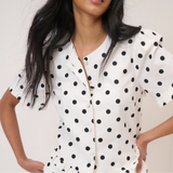 Nobody's Child White Polka Dot Tailored Top