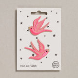 Iron on Patch - Pink Swallows